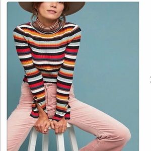 Moth for Anthropologie Fawcett Striped Turtleneck